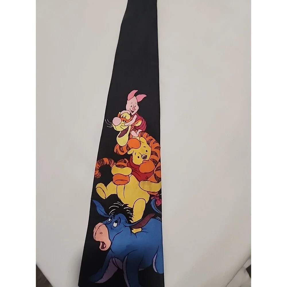 Disney Winnie The Pooh Mens Tie Black Tigger Piglet Polyester